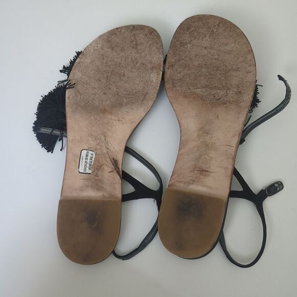 Stuart Weitzman leather tassel ankle strap sandal - Picture 8 of 10